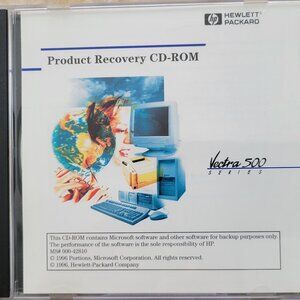 Vintage - HP Product Recovery CD-ROM for Vectra 500, 1996  Part Number: 5011-382